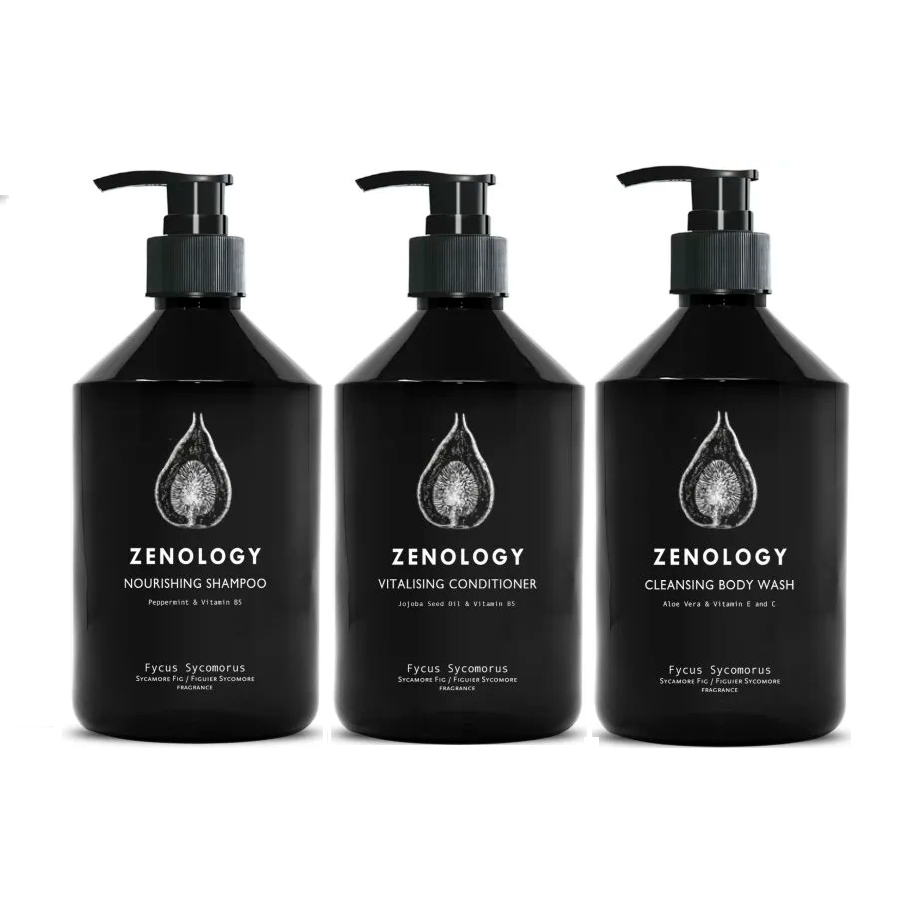 BUNDLE (3 Pack) Zenology Fycus Sycomorus Shampoo, Conditioner & Body Wash 16.9oz